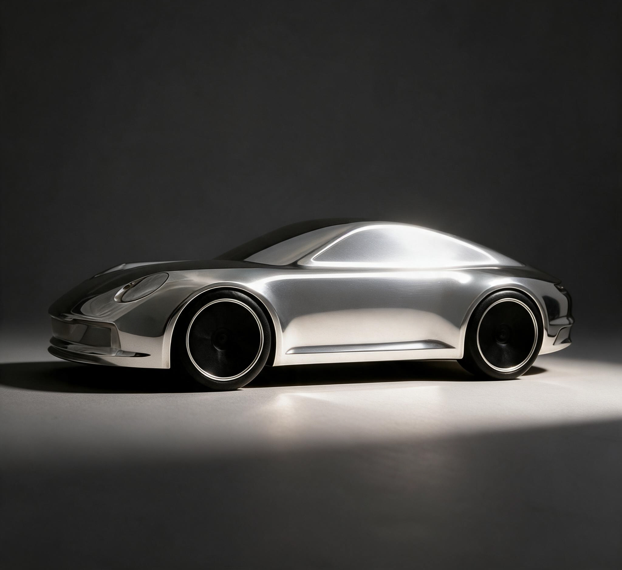 Atelier Circourt Porsche 992 silhouette in mirror-polished solid aluminium