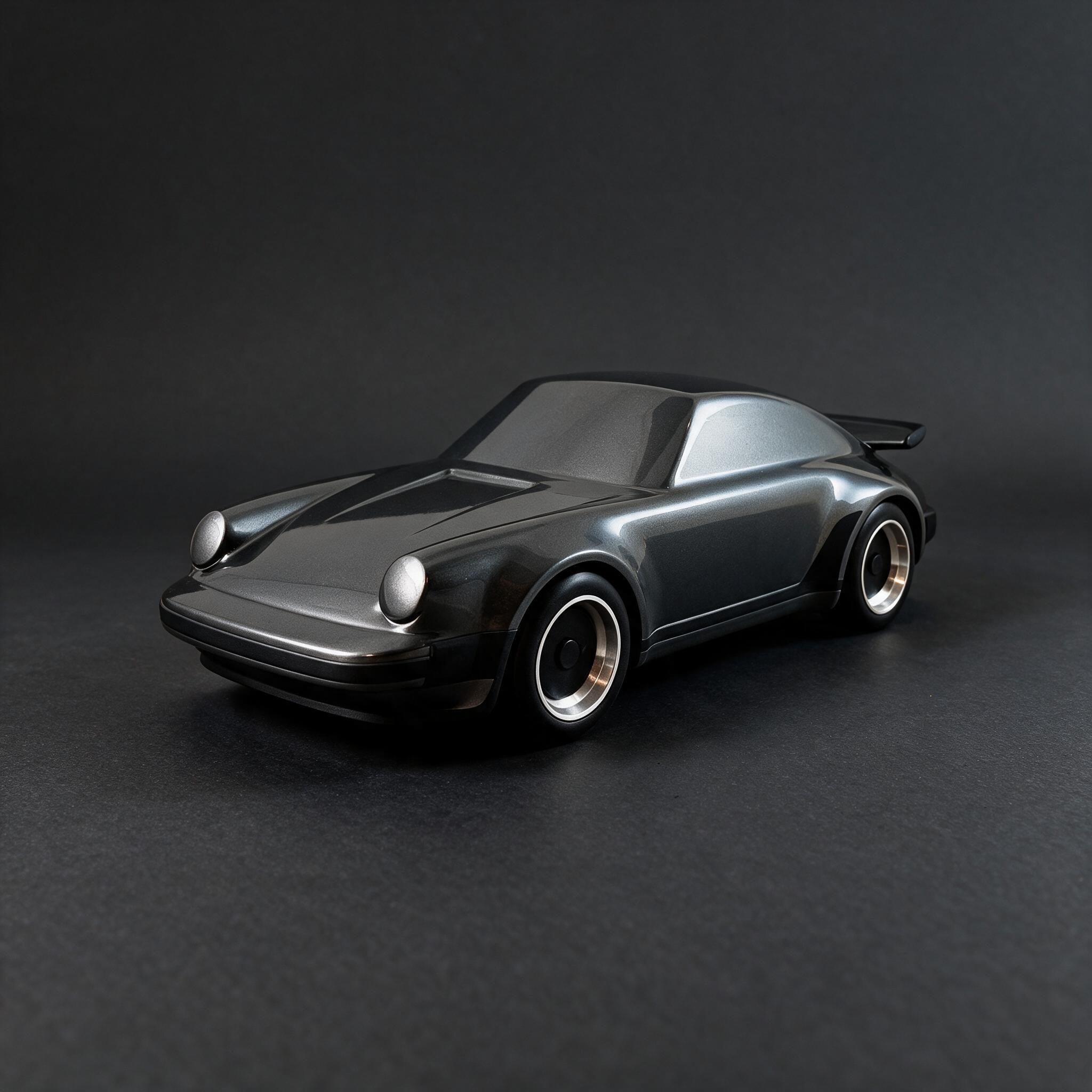 Porsche 930 Turbo silhouette by Atelier Circourt, matt black & gloss black